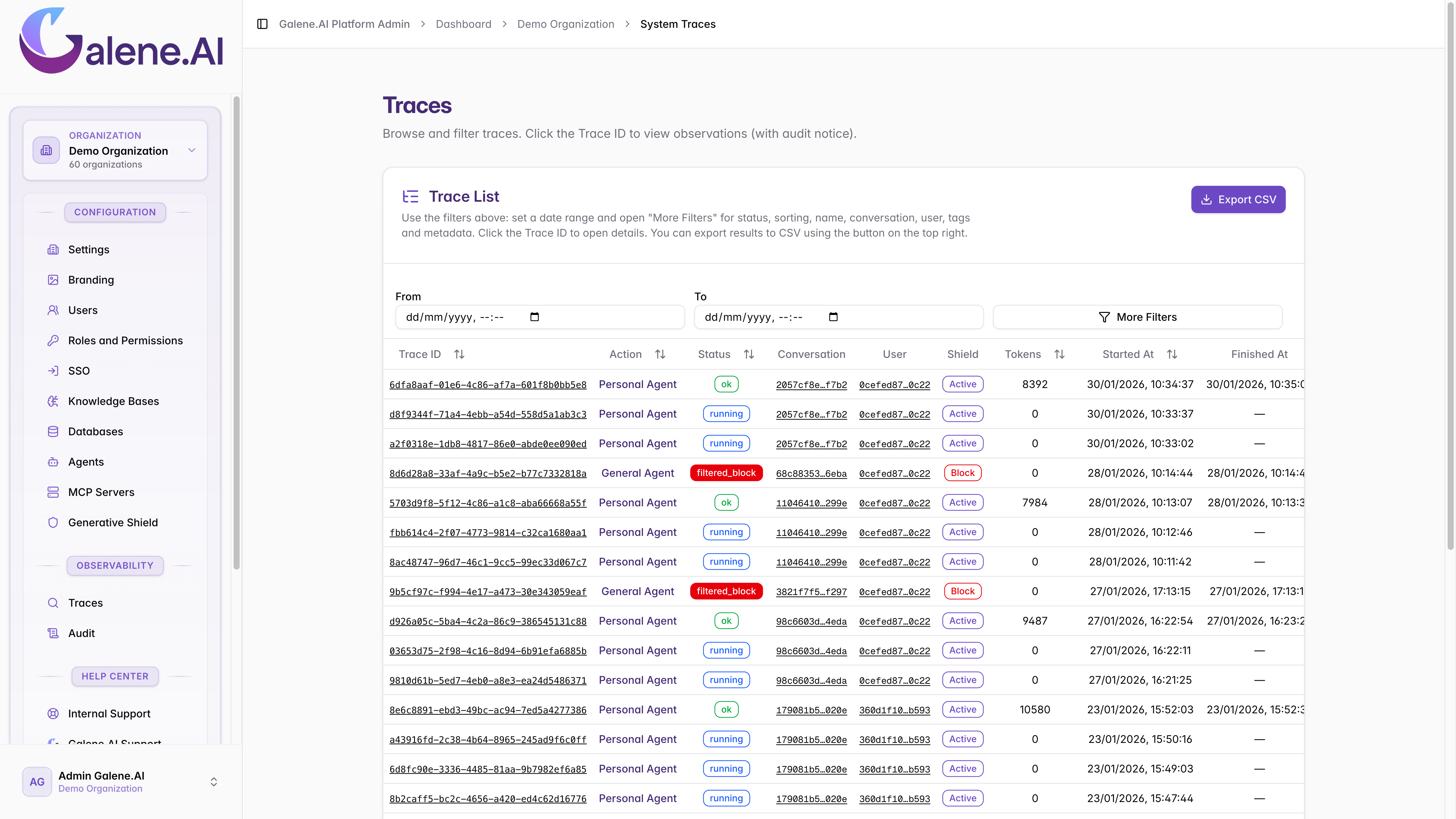 Traces Dashboard