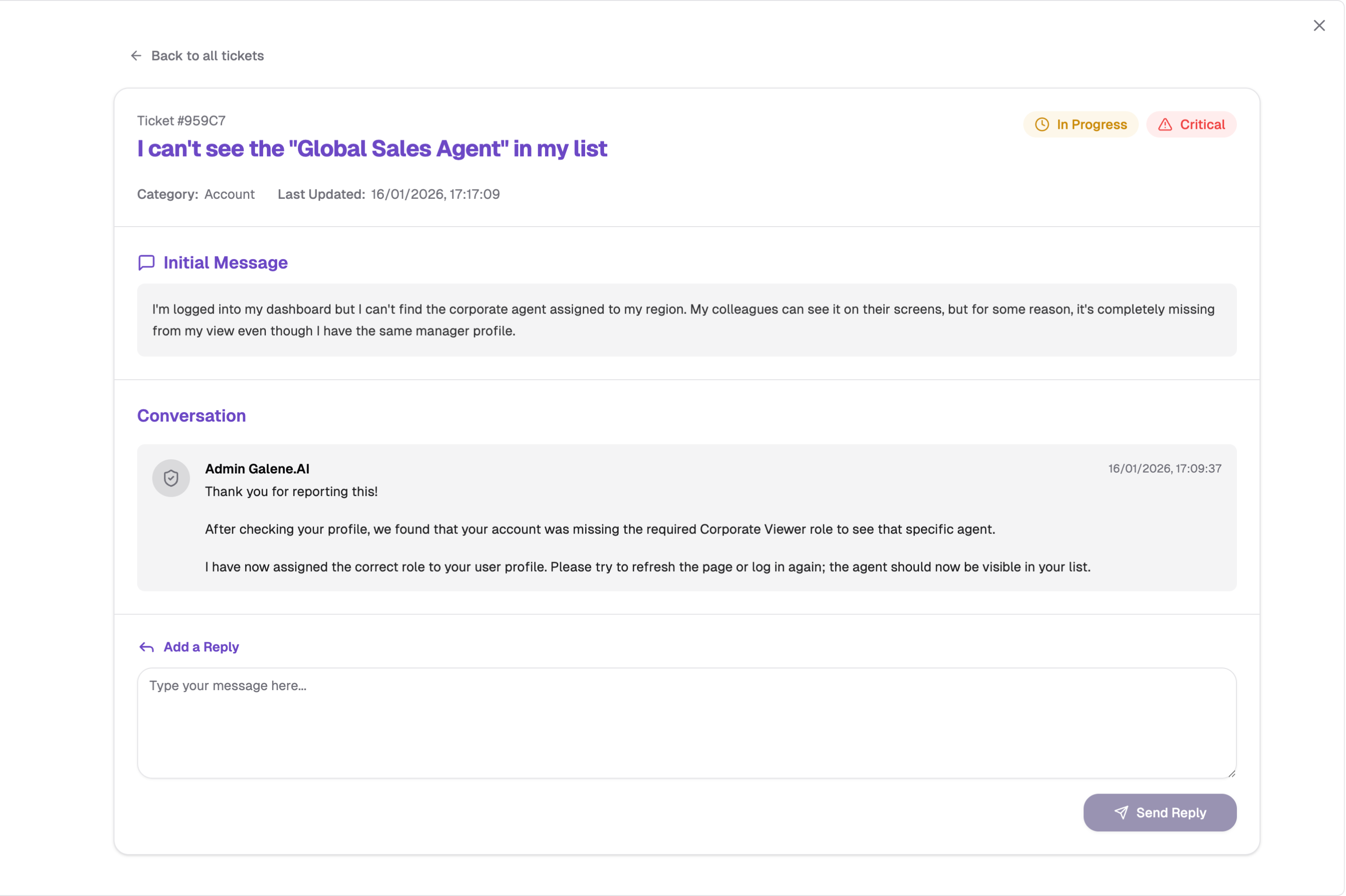 Chat-based ticket conversation