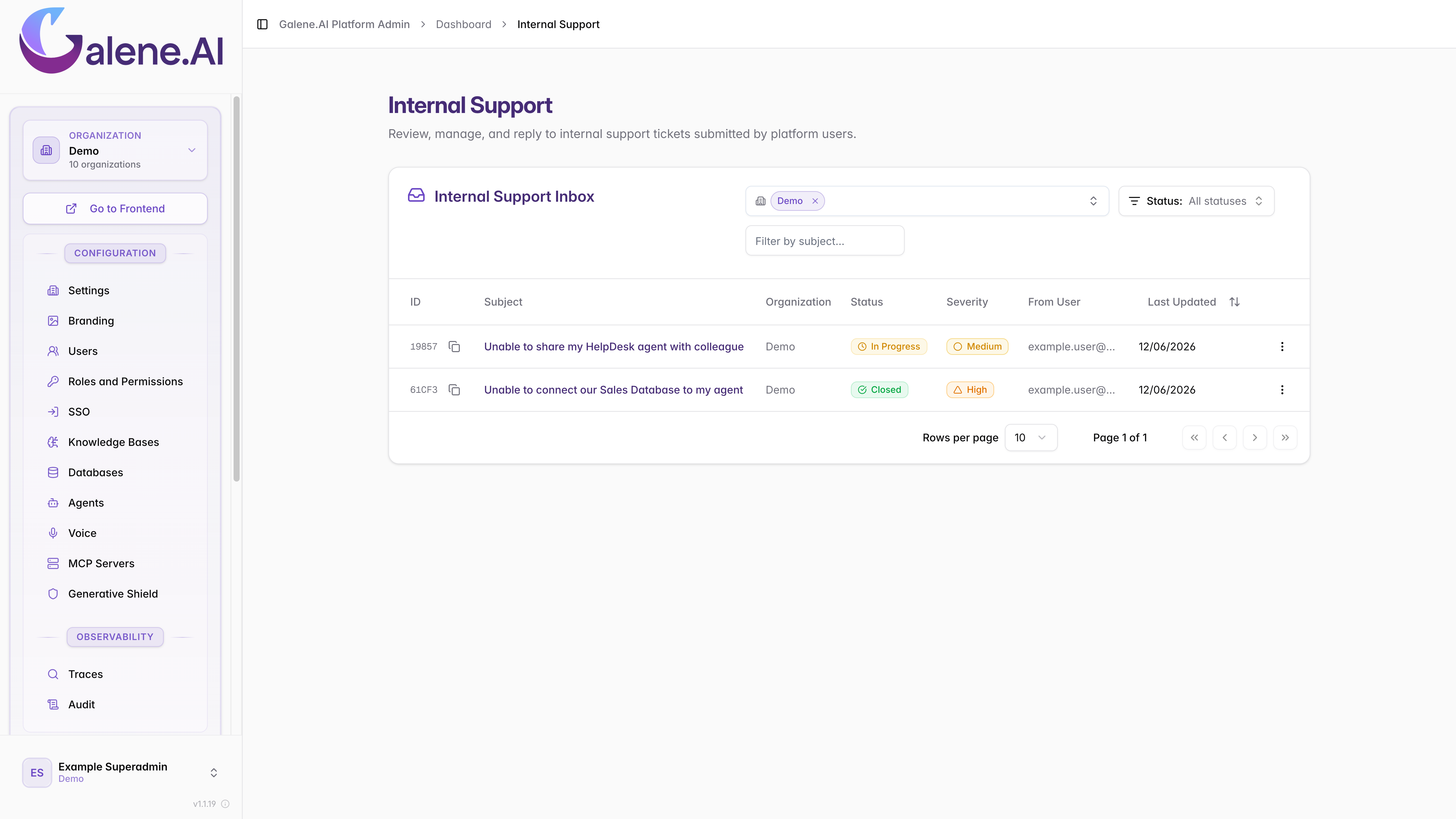 Support Dashboard