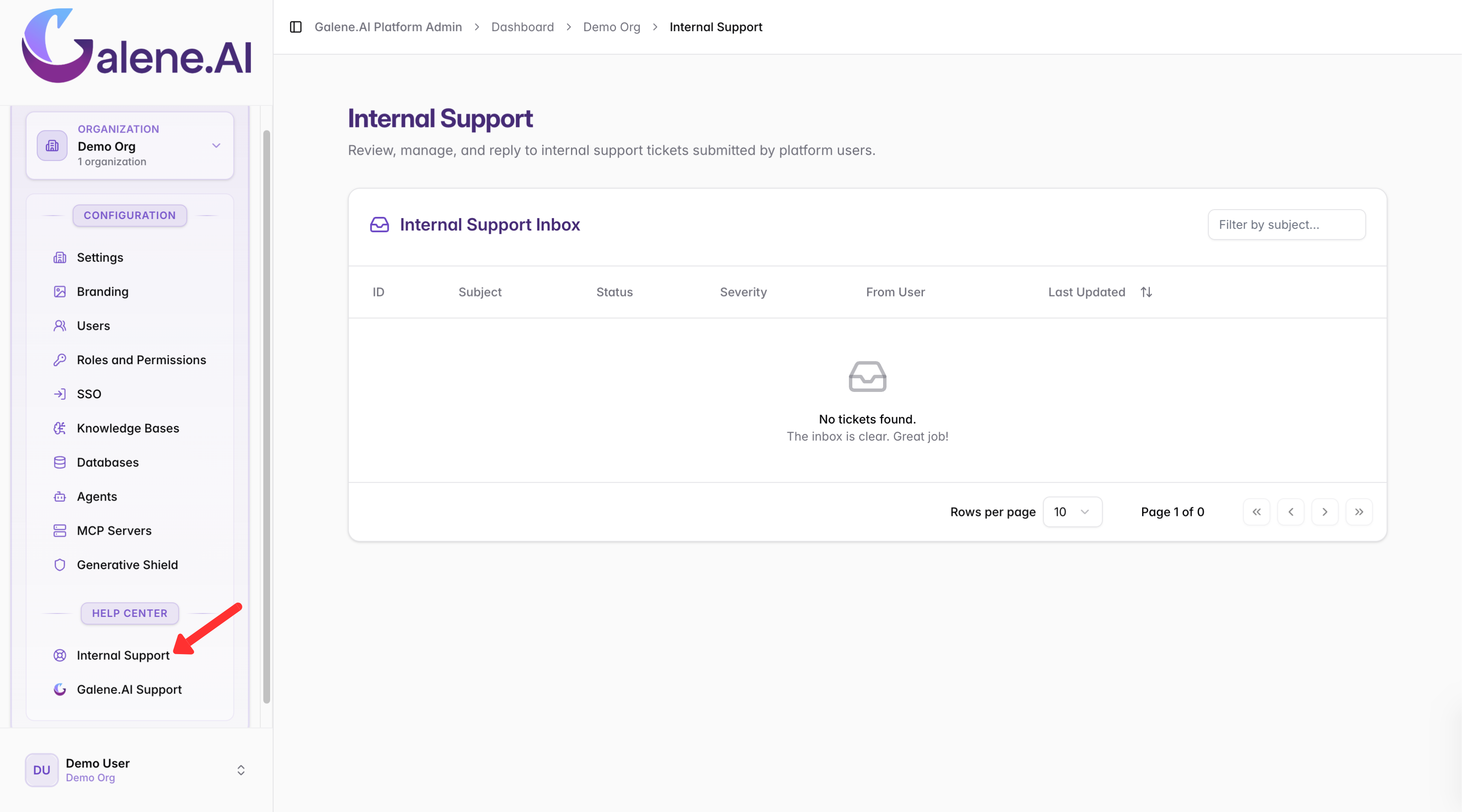 Support Requests Navigation